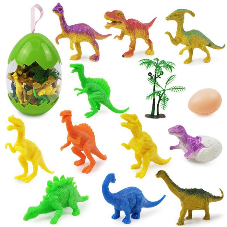Bộ đồ chơi trứng Khủng Long-Mô hình nhựa dẻo-siêu bền-sưu tầm-chơi trong nhà-màu sắc bắt mắt