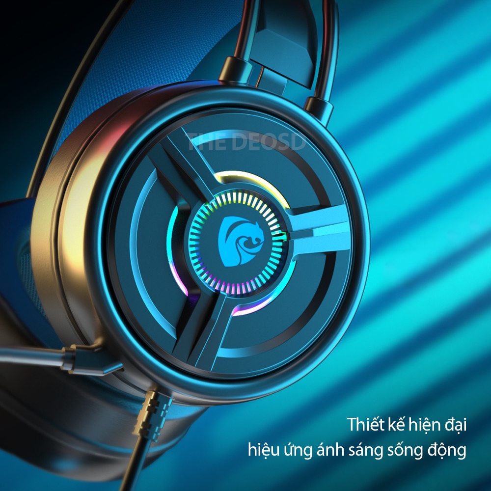 Tai Nghe Chụp Tai Có Dây, Tai Nghe Chơi Game Micro The Deosd USB TD-WH/P