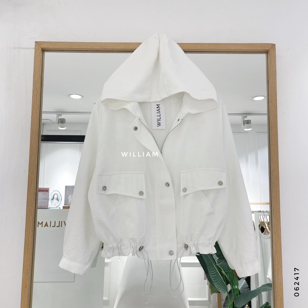 Áo khoác nón rút eo nút bấm 8809