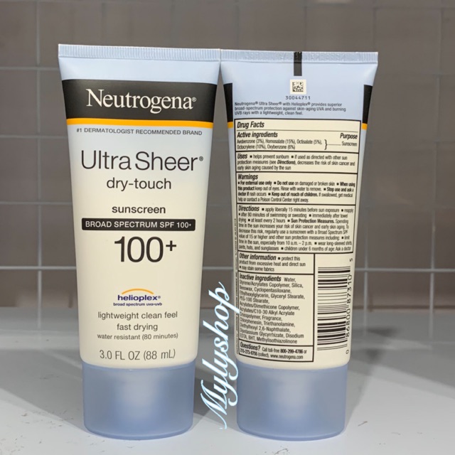 [ Mẫu Mới ] Kem Chống Nắng thông dụng nhất spf100 Neutrogena Ultra Sheer Dry Touch 88ml Hàng xách tay Mỹ