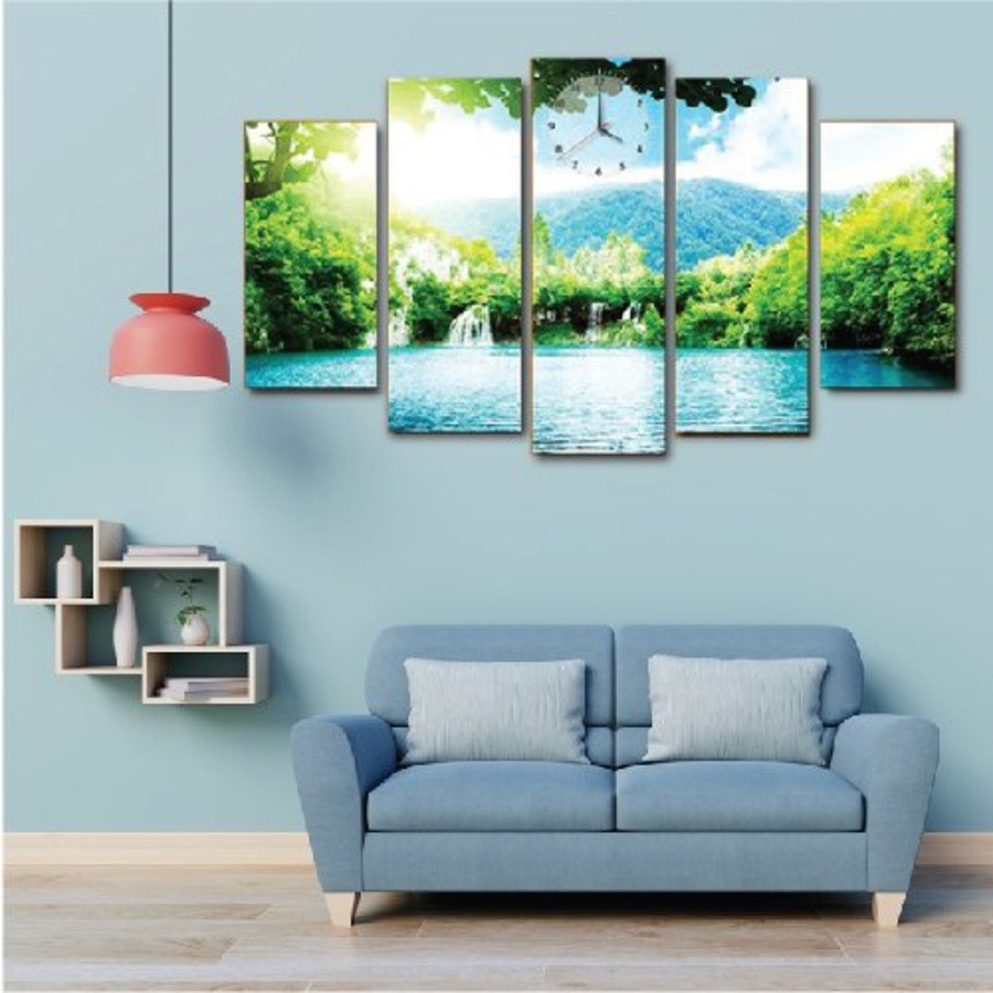 Bộ 5 tấm tranh treo tường gỗ MDF Lala chủ đề đa dạng trang trí phòng khách kèm đinh 3 chân không cần khoan tường