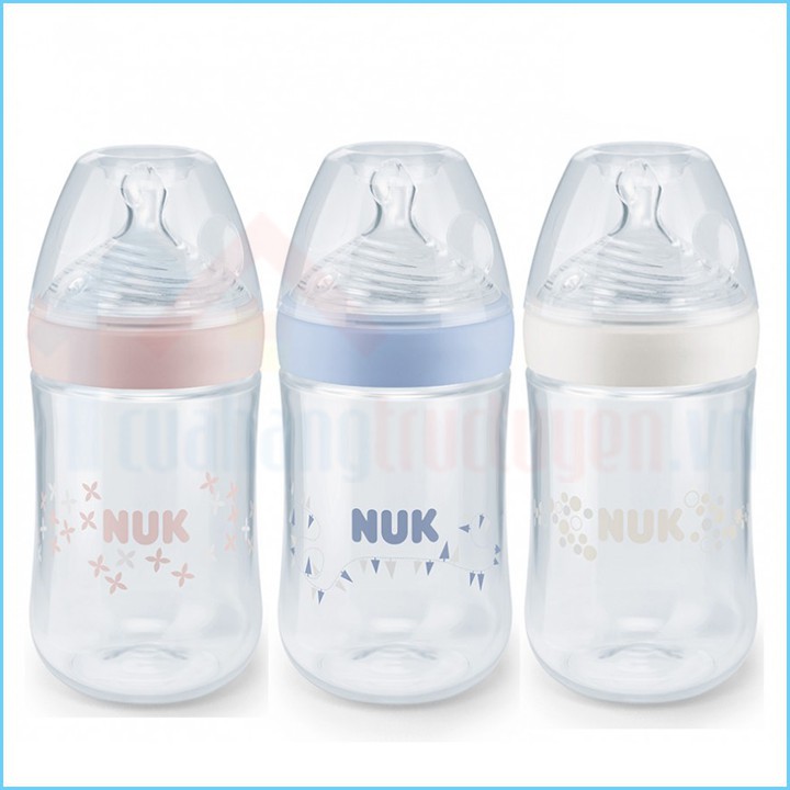 [CHÍNH HÃNG ĐỨC] Bình Sữa Cổ Hẹp Nhựa PP Đa Tia Silicone Dẹt Chỉnh Nha NUK Nature Sense 260Ml Cho Trẻ Trên 6 Tháng Tuổi