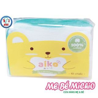 Khăn sữa gạc lớn 3 lớp Aiko (25x 35cm)_bịch 10 khăn