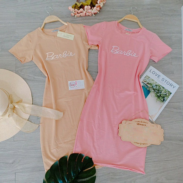 Đầm dự tiệc ღ FREESHIP ღ Váy body cổ tròn tay ngắn thêu Barbie thời trang XIXO - DAM0031