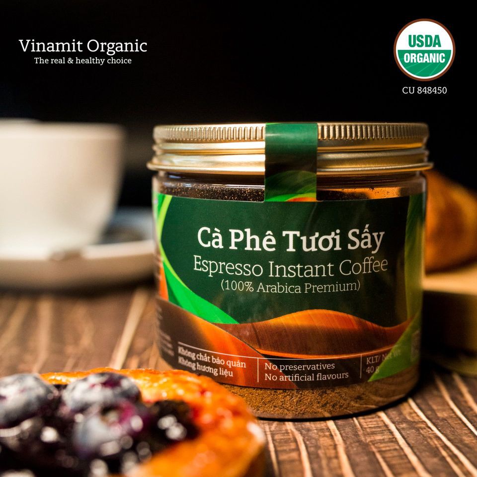 Cafe Tươi Sấy Vinamit Lon 40g Cà Phê Thật Hương Vị Thật