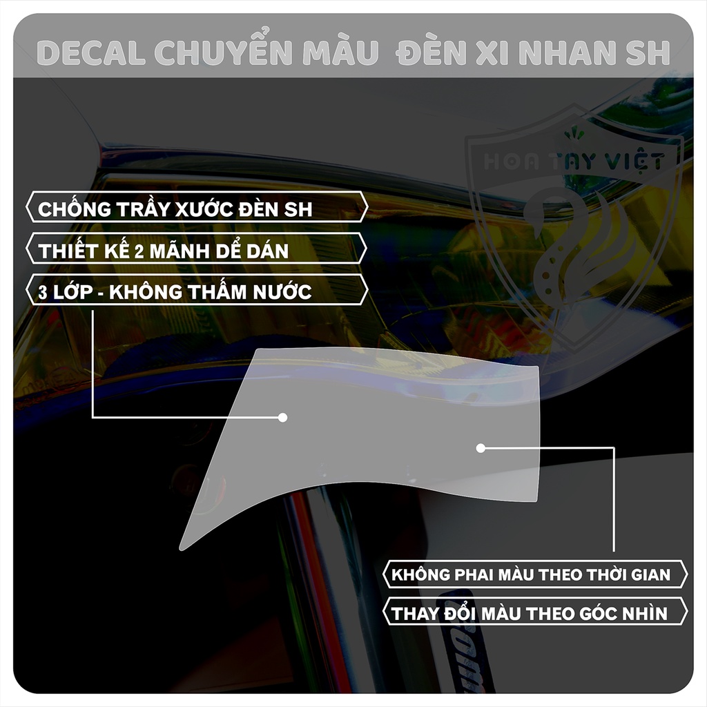 Decal CHÓA ĐÈN Honda SH chuyển màu bảo vệ CHÓA ĐÈN SH màu xanh cánh cam