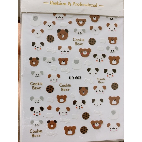 Sticker hình gấu, hình dán móng - LanChiNail
