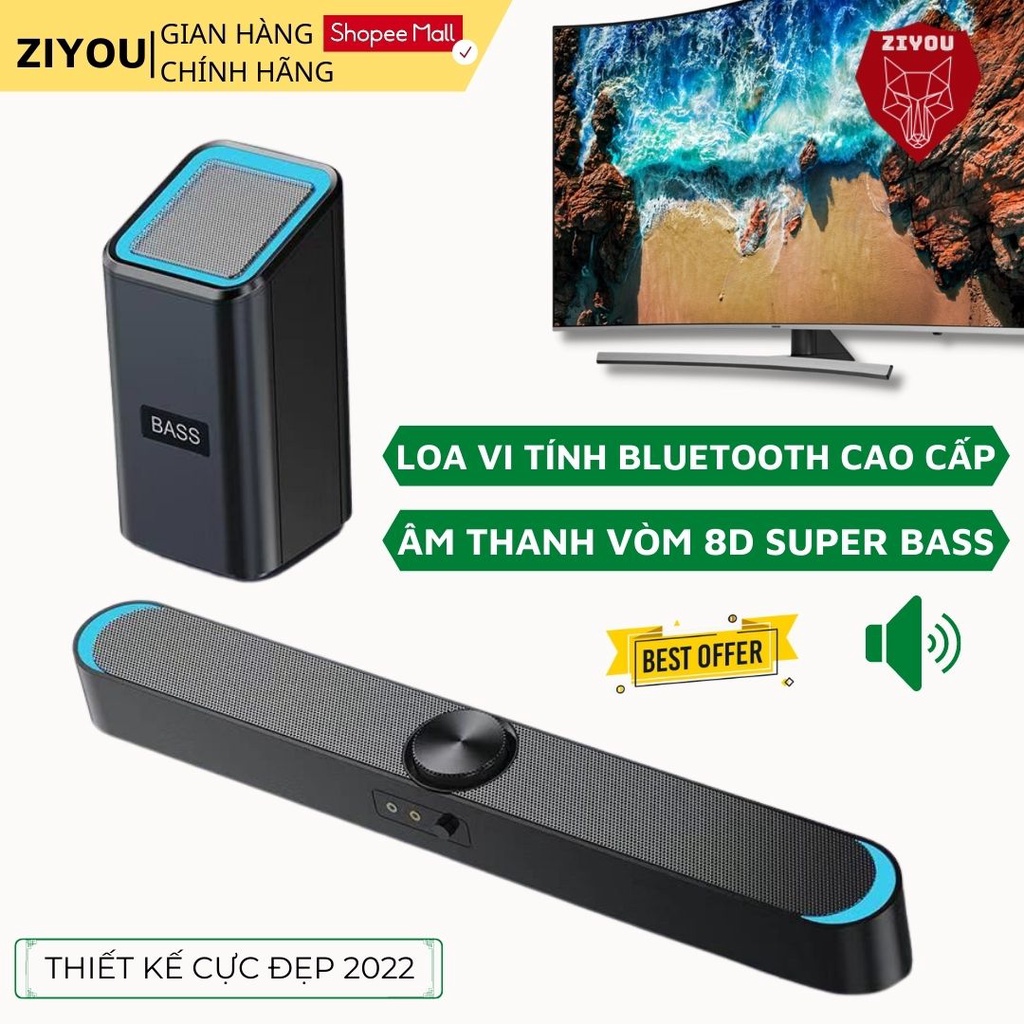 Loa Vi Tính, Loa Máy Tính Bluetooth Ziyou D-238 LED Âm Thanh Vòm 8D Super Bass Nghe Nhạc Trẻ, Trữ Tình, Bolero Cực Đã