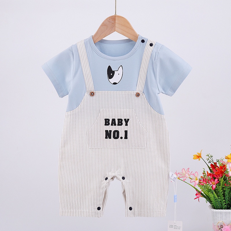 Áo liền quần tay ngắn chất liệu cotton mỏng thời trang mùa hè cho bé