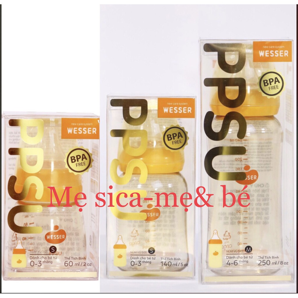 [MẪU MỚI 2020] BÌNH SỮA WESSER PESU CỔ HẸP 60ml 140ml 250ml