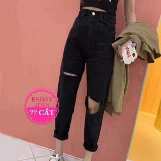 Quần baggy đen rách new mới 2020
