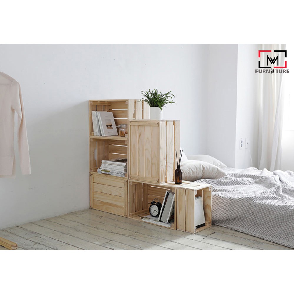 Thùng gỗ pallet đa năng size 40x28.5x17 thương hiệu MW FURNITURE - Nội thất trang trí