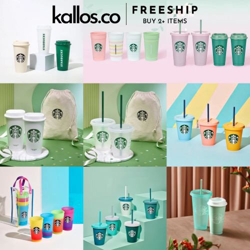 Bộ Ly Starbucks Green Story, Variety Logo, Summer 2022, Spring, Joy Reusable Cold Cup Set - Kallos Vietnam