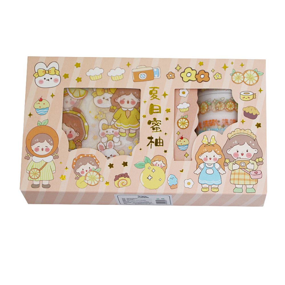 5 Cuộn băng keo dán trang trí sổ tay họa tiết hoạt hình dễ thương kèm 9 sticker diy