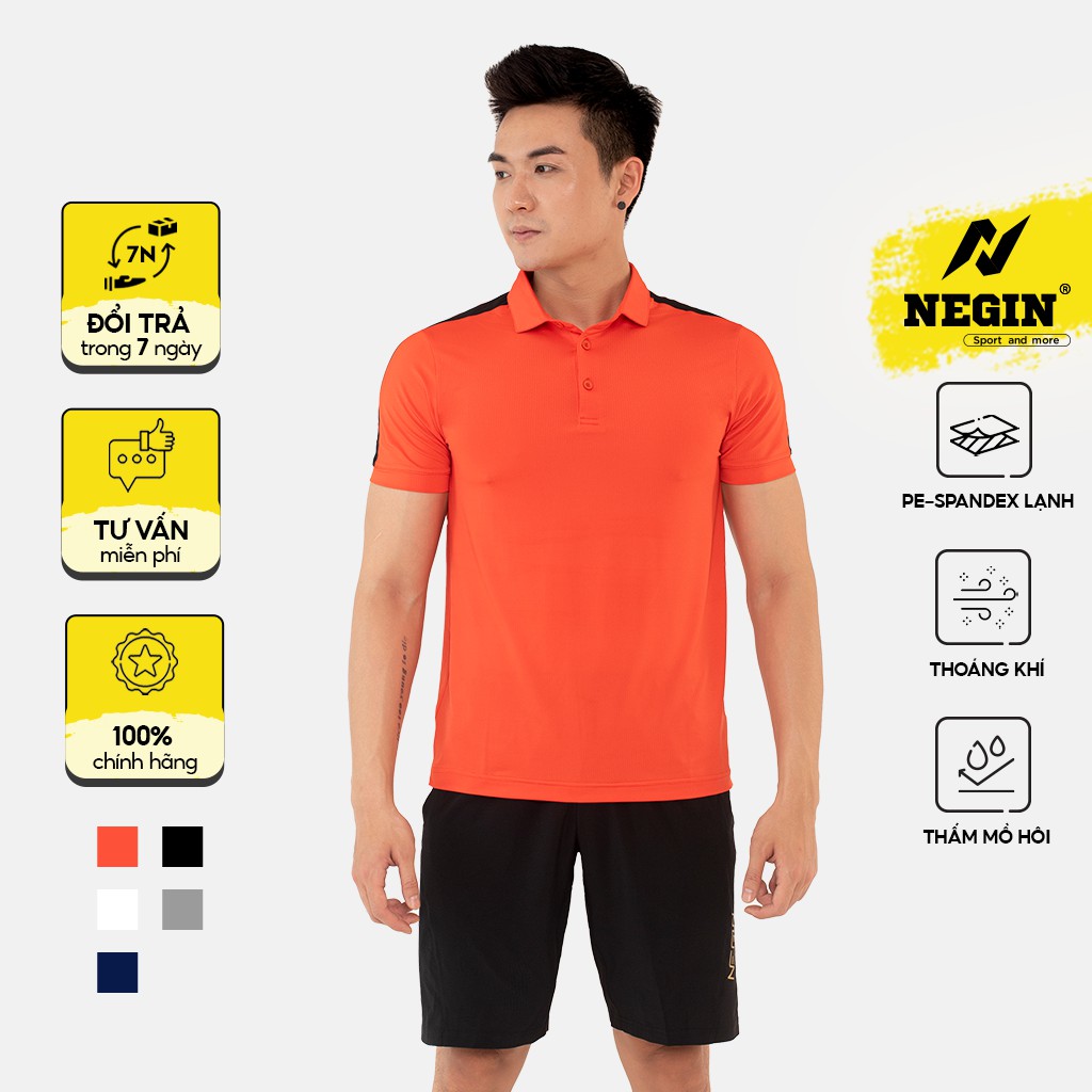 Áo Polo Nam NEGIN Dáng Regular Fit Tay Ngắn Với Thiết Kế Lỗ Kim Phối Vai Cao Cấp, Chất Liệu Vải Kháng Khuẩn Tốt AG317