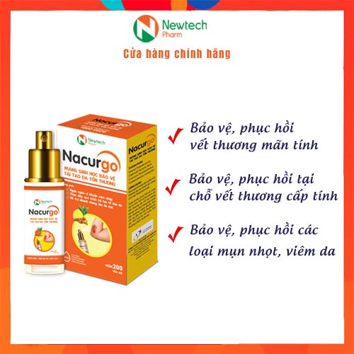 BỘ SẢN PHẨM CHĂM SÓC VẾT THƯƠNG NACURGO MÀNG SINH HỌC 30ML & 12ML  VÀ NACURGO RỬA VẾT THƯƠNG
