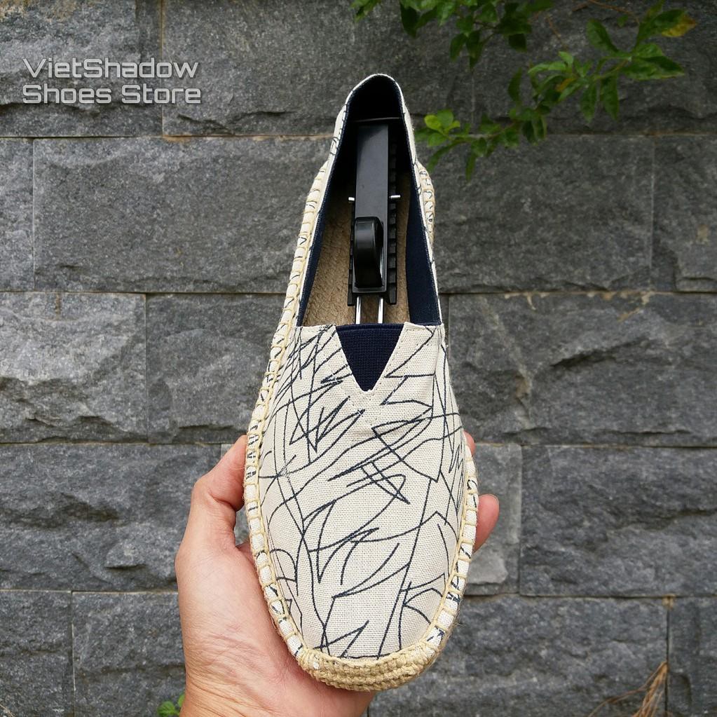 Slip on nam | Giày lười vải nam kiểu TOMS - Vải bố, đế cói họa tiết đen - Mã SP 8082 hàng Quảng Châu | BigBuy360 - bigbuy360.vn