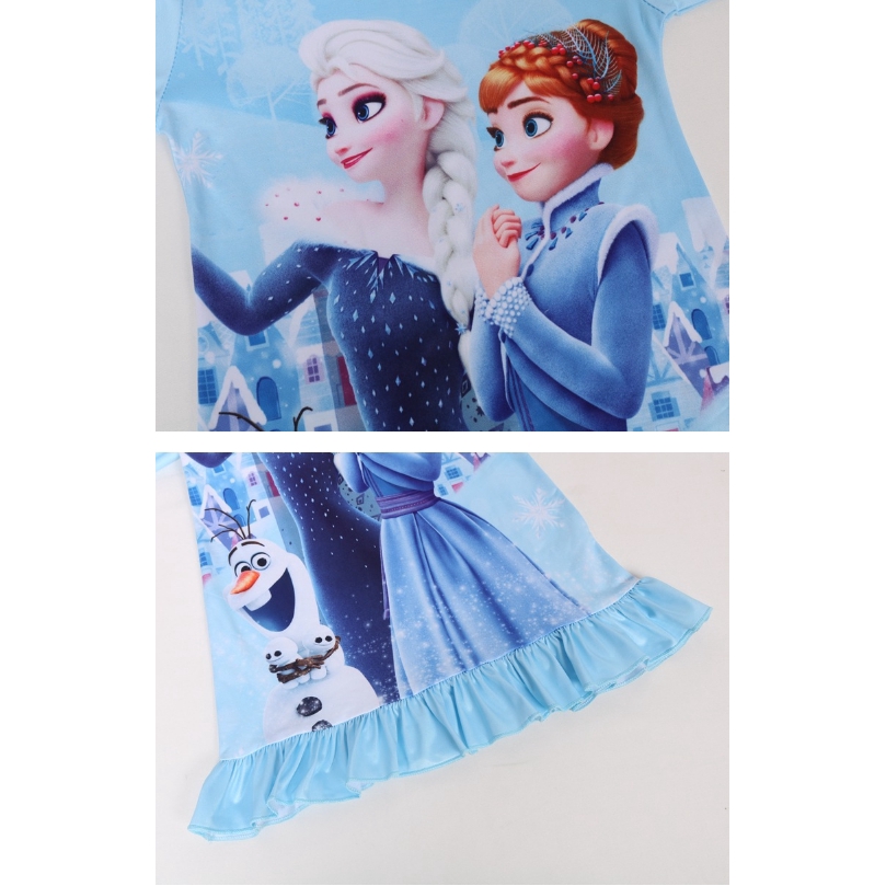 Áo ngủ tay dài in hình công chúa Elsa &amp; Anna trong phim Frozen cho bé gái