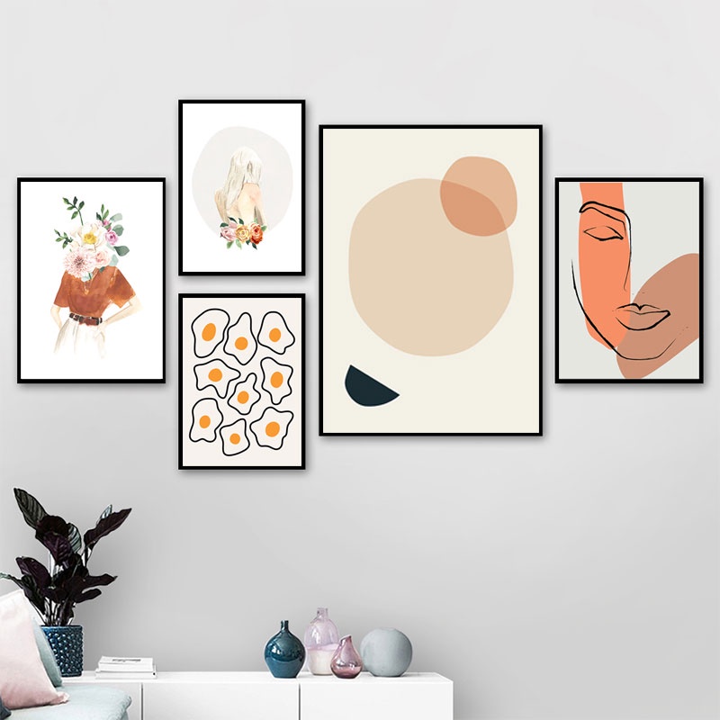 Tranh vải canvas hình cô gái trừu tượng phong cách Bắc Âu cổ điển treo tường trang trí cho phòng khách