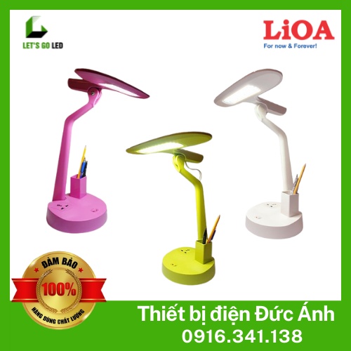 Đèn bàn học kiểu ngang LiOA - Ổ cắm đa năng - Hộp đựng bút - Ánh sáng Trắng