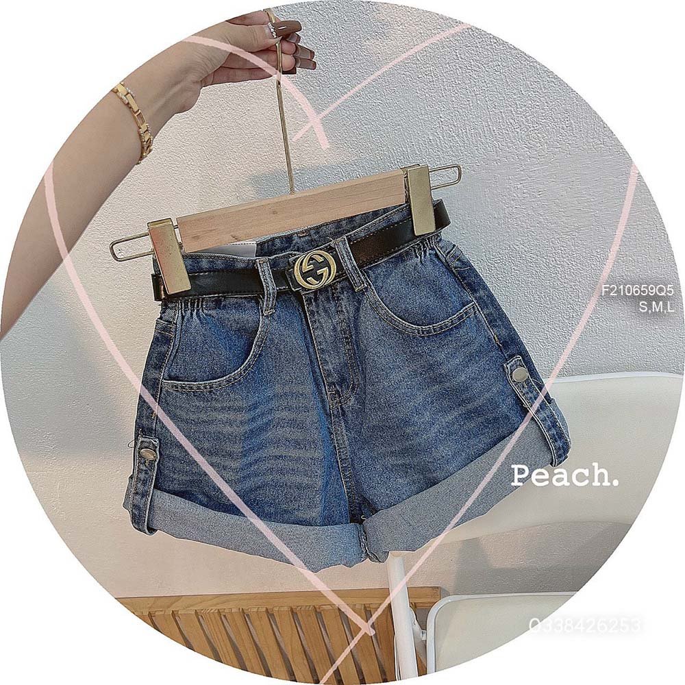 Quần short jean lật lai lưng cao hàng đẹp!