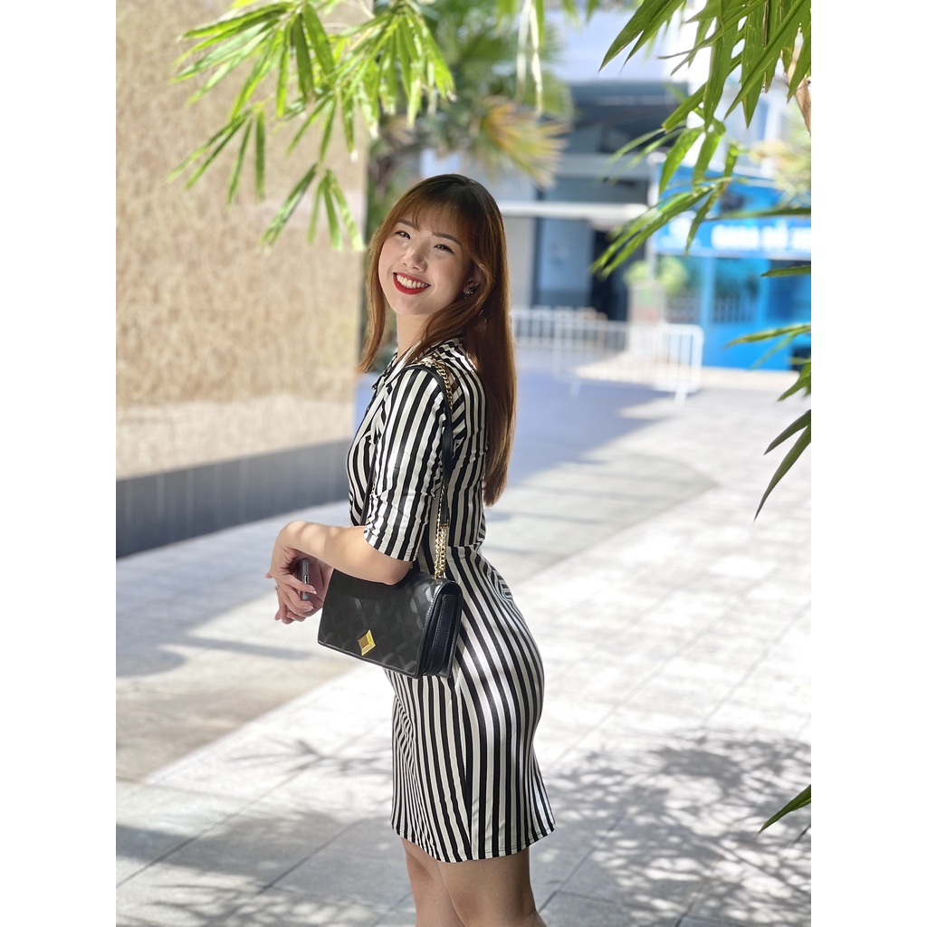 Váy Sơ Mi Công Sở Kẻ Sọc Chất Thun Co Giãn Tôn Dáng Cho Nàng T2 | BigBuy360 - bigbuy360.vn