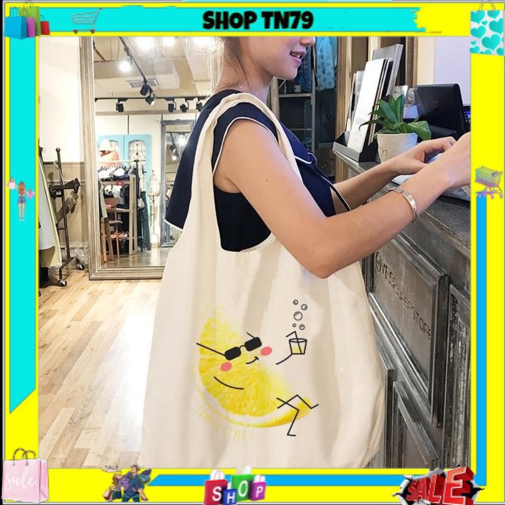 Túi tote vải canvas giá rẻ đeo chéo đi học có khóa kéo phong cách hàn quốc CL-02