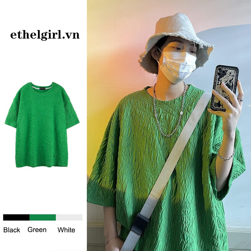 Áo Thun Tay Ngắn Cổ Tròn Màu Sắc Đơn Giản Phong Cách Hàn Quốc Có 3 Màu Hợp Thời Trang