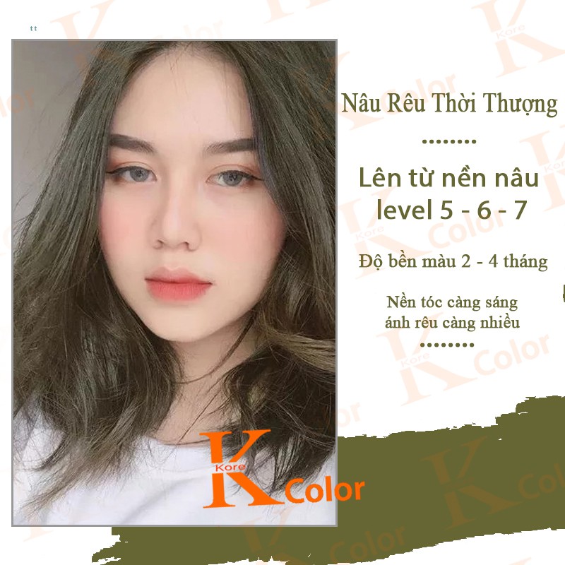 Thuốc nhuộm tóc màu Nâu Rêu Thời Thượng không tẩy sử dụng tại nhà nhiều thảo dược giá rẻ kcolor