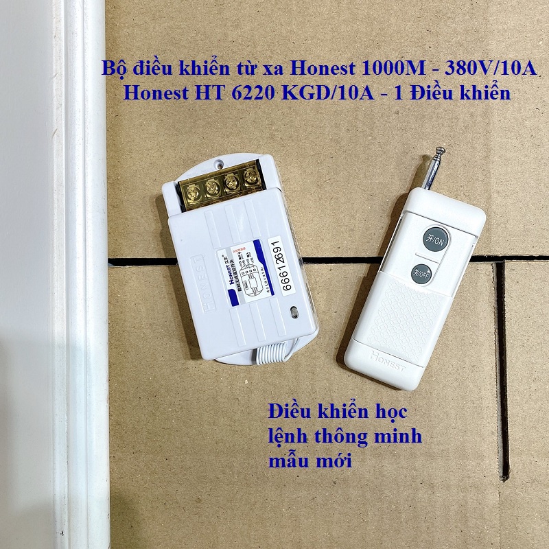 Bộ Công tắc điều khiển từ xa Honest 380V/HT-6220KGD 1km công suất lớn 40A cho thiết bị điện, máy bơm có học lệnh
