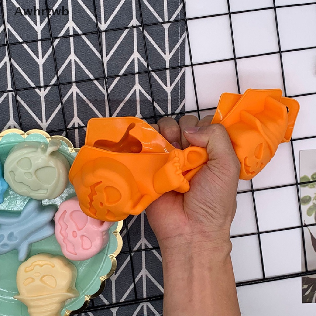 Khuôn Silicone 6 Lỗ Làm Bánh Tạo Hình Chủ Đề Halloween Tiện Dụng