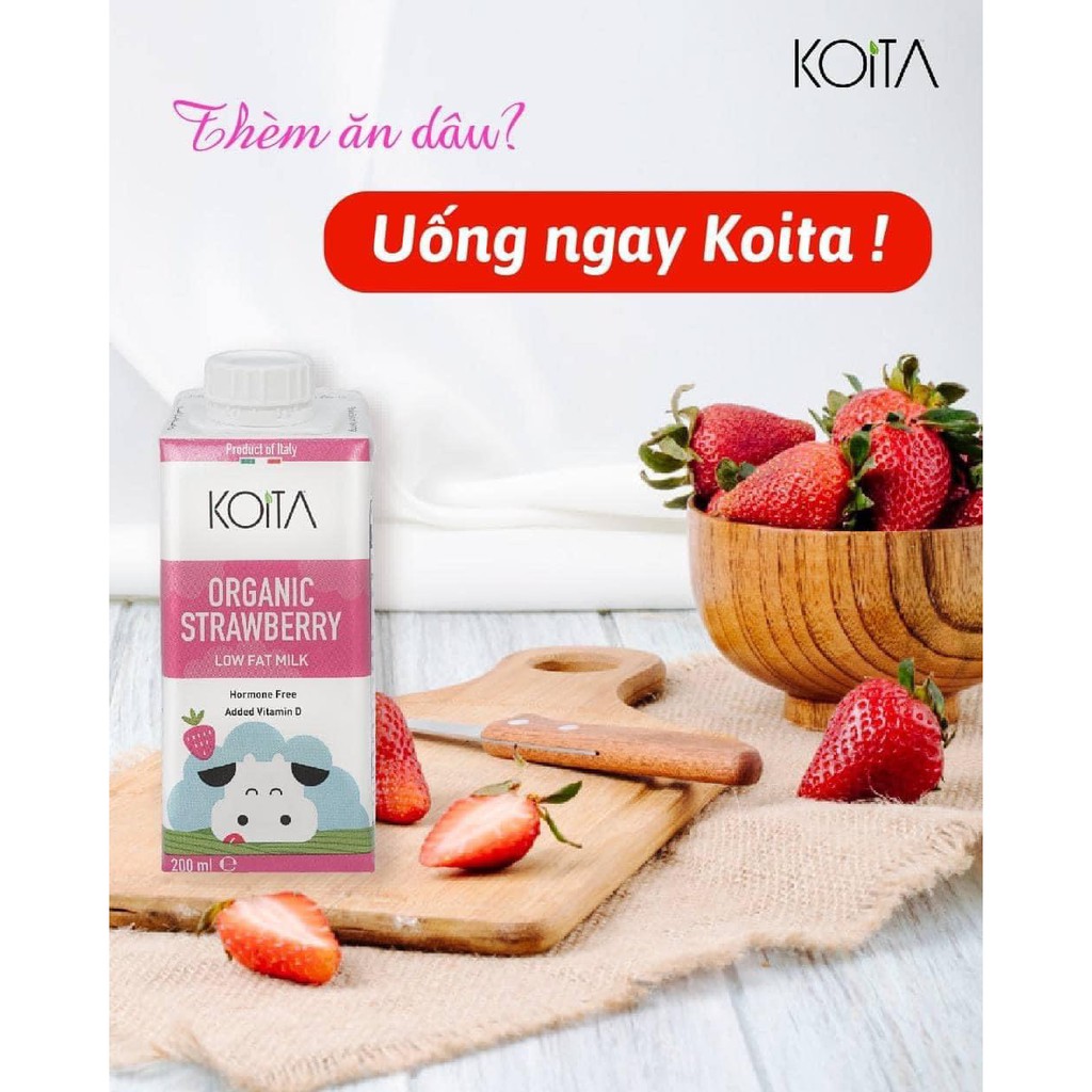 [KOITA] Sữa bò hữu cơ vị dâu 200ml