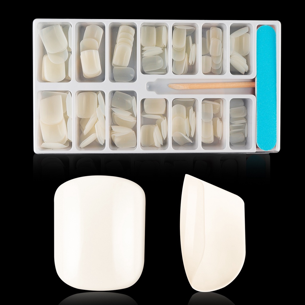 Bộ 168 Móng Tay Giả 14 Kích Cỡ Dạng Nhấn Kèm Keo Dán Tiện Dụng