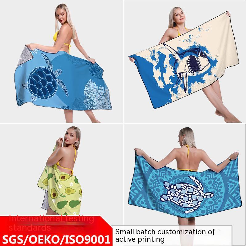 Khăn Tắm Hai Mặt Sợi Nhỏ Thấm Hút Nước Nhanh Khô In Họa Tiết Thời Trang Đi Biển