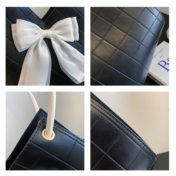 Túi Tote Đeo Vai Màu Trơn Đính Nơ Sức Chứa Lớn Mẫu Mới 2022 Thời Trang Mùa Hè Cho Nữ