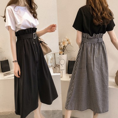 Combo 2 món (Áo + váy) Set bộ đầm nữ Ulzzang dáng dài Váy xòe dự tiệc thắt eo nịt lưng cực sang trọng (TT2193)