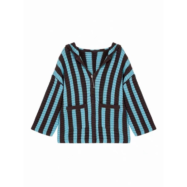 Áo Khoác Cardigan Dệt Kim Tay Dài Cổ Chữ V Hoạ Tiết Kẻ Sọc Thời Trang Mùa Thu Cho Phái Nữ