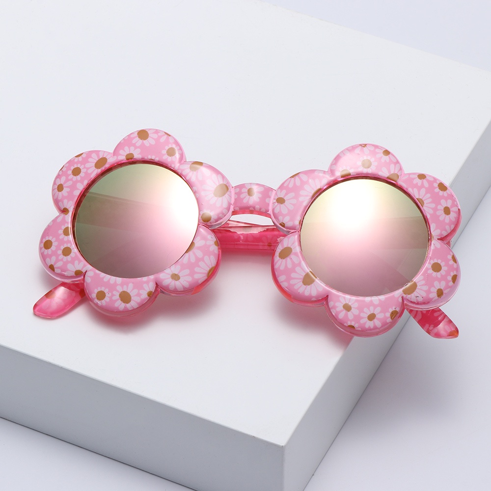 Kính Mát Gọng Tròn Hình Bông Hoa Nhiều Màu Dễ Thương Cho Bé