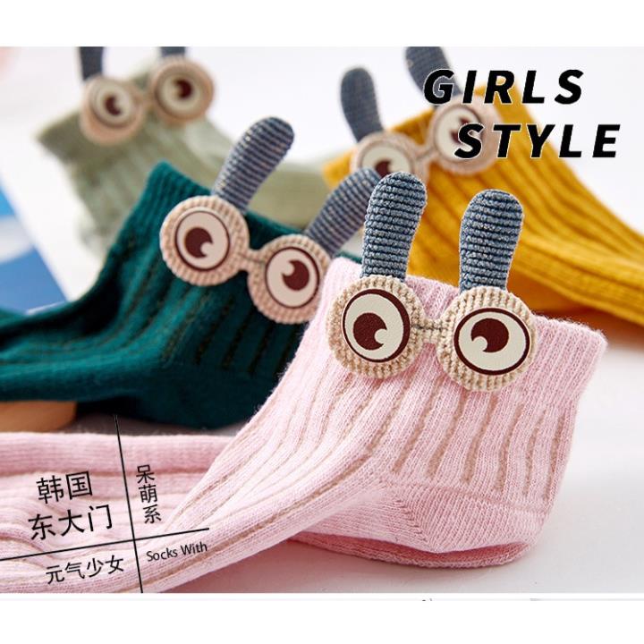 Tất nữ cổ trung KOGANO vớ nữ co giãn đi giày thể thao chạy bộ tập gym, yoga phụ kiện thỏ xinh xắn FAS-001316