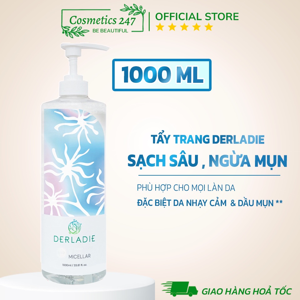 Nước Tẩy Trang Derladie Cleansing Water Witch Hazel làm sạch