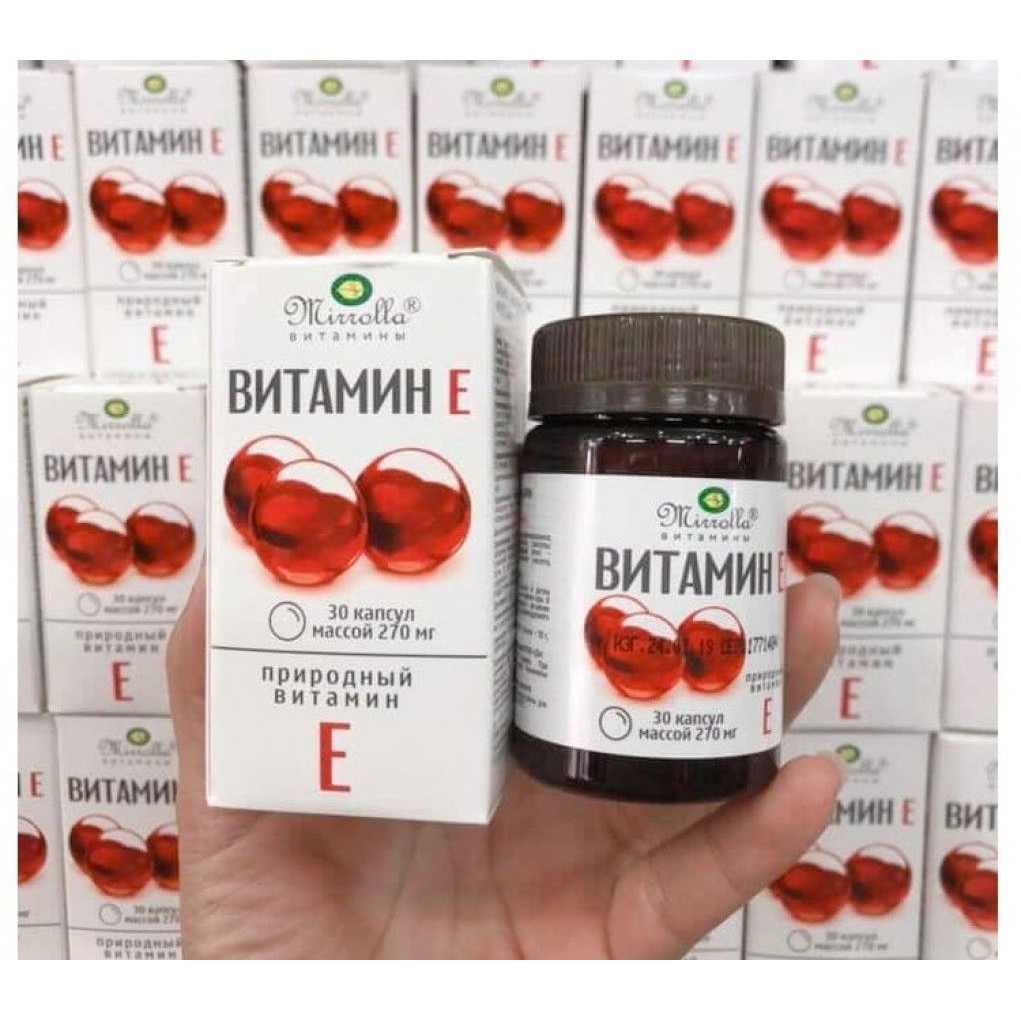 Vitamin E Đỏ Nga MIRROLLA Hàm Lượng 270mg Và 400mg Giúp Làm Đẹp Da.