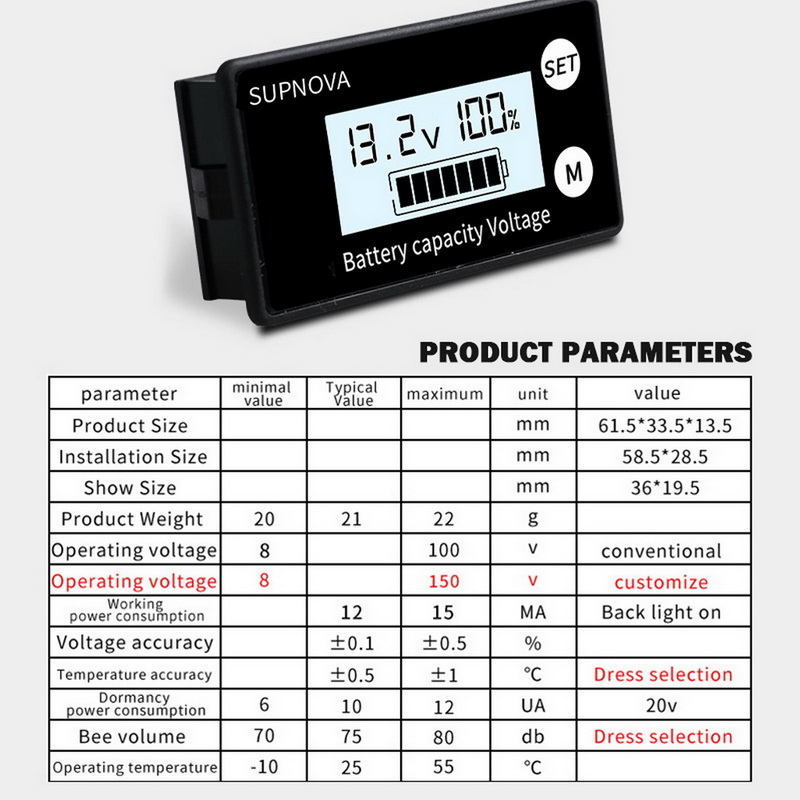 Thiết Bị Đo Điện Áp Dc 8v-100v Màn Hình Lcd