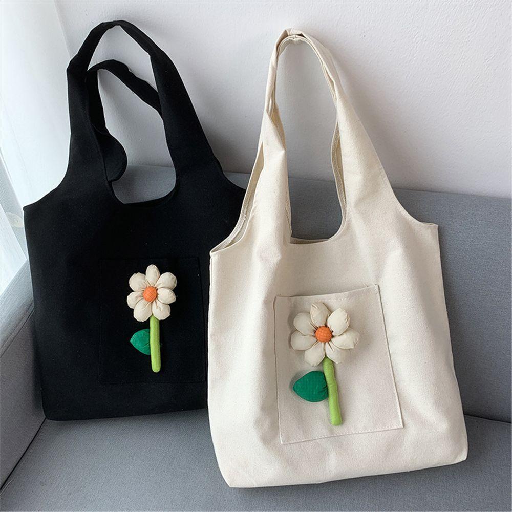 Túi Đeo Vai Bằng Vải Canvas In Hoa Thời Trang