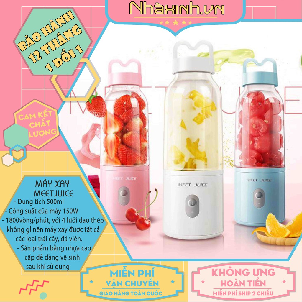 Máy xay sinh tố cầm tay Meet Juice, máy xay sinh tố mini dung tích 500ml