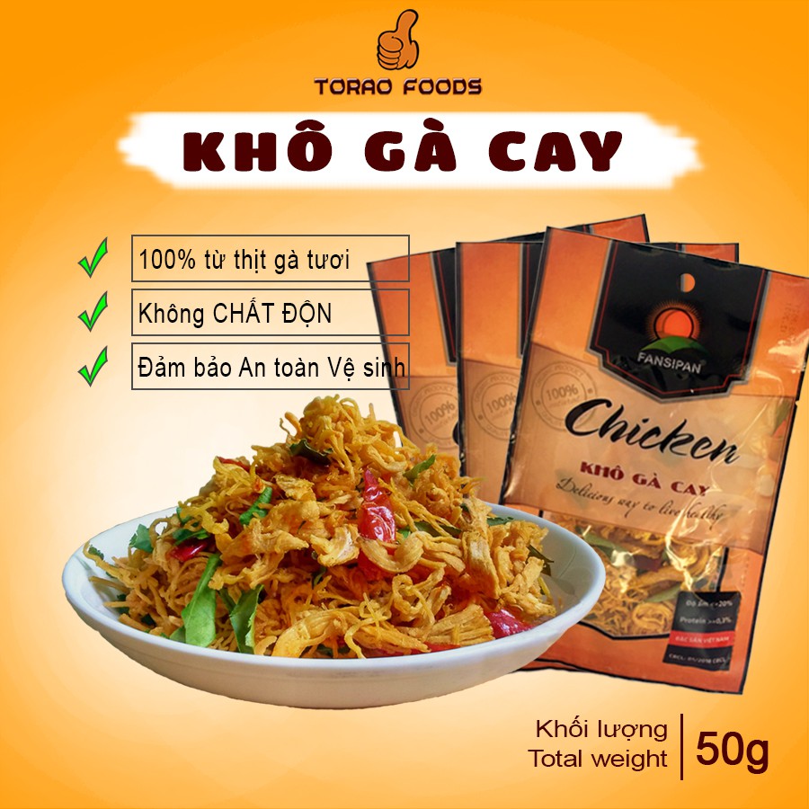 Combo 3 khô gà lá chanh Fansipan 50g - khô gà lá chanh cay loại 1 đảm bảo An toàn Vệ sinh Thực phẩm | BigBuy360 - bigbuy360.vn