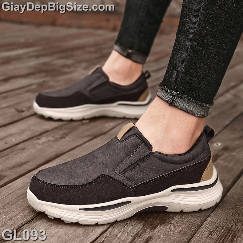 Giày mọi xỏ, giày lười big size cỡ lớn EU:46-48 cho nam chân mập bè u cao