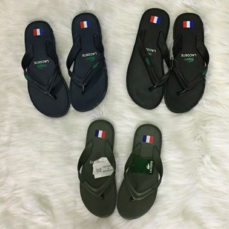 Tông nam#Dép kẹp nam Lacoste 2 màu đen - tím than