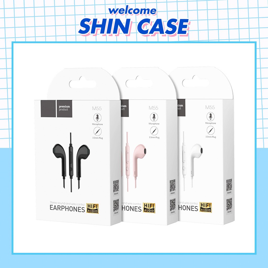 Tai nghe nhét tai thể thao M55 Chống Ồn Tích Hợp Micro Và giắc cắm 3.5mm cho điện thoại - Shin Case
