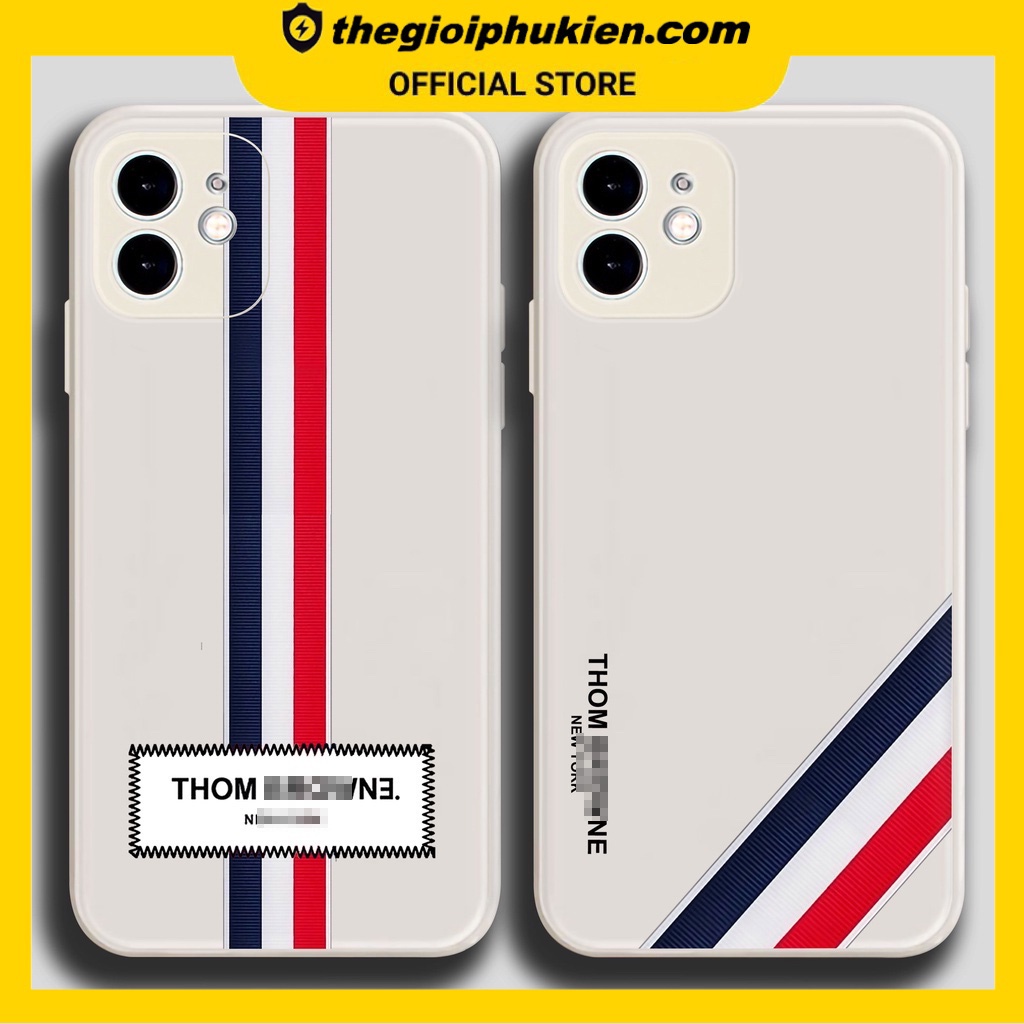 Ốp lưng iphone cạnh vuông kẻ sọc Thom bron dành cho ip 6 đến 13promax - E207