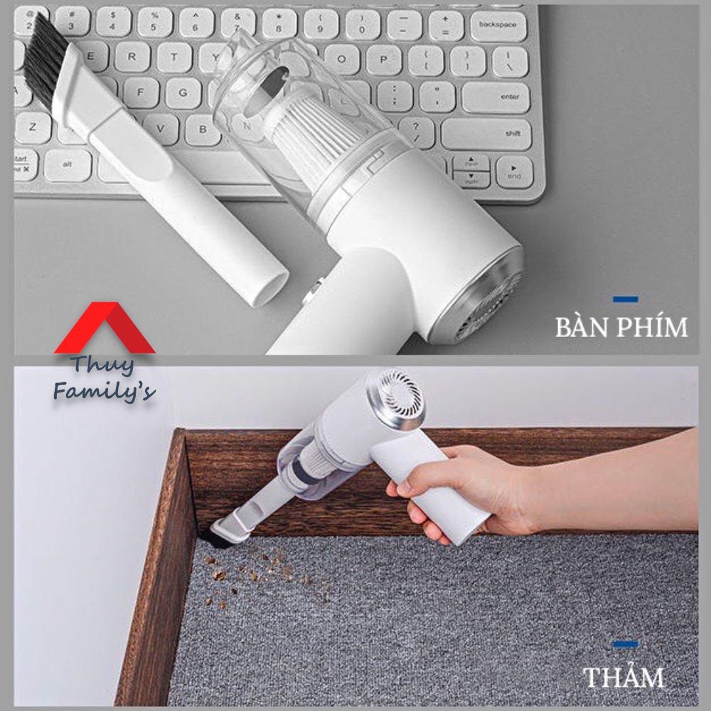 Máy hút bụi cầm tay mini không dây DHA, vệ sinh ô tô, hút bụi giường nệm, lông chó mèo